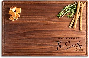 Personalized Cutting Board with Display Stand – Custom Engraved Charcuterie Board, Ideal Gift for Wedding, Housewarming, Bridal Shower, Anniversary, Birthday, Mom & Couples, Valentines Day Gifts