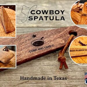 COWBOY SPATULA Mesquite Wood Spatula - Original Handmade in Texas Made in USA For Non stick Frying Pan, Cast Iron Skillet, griddle, baking, stainless steel